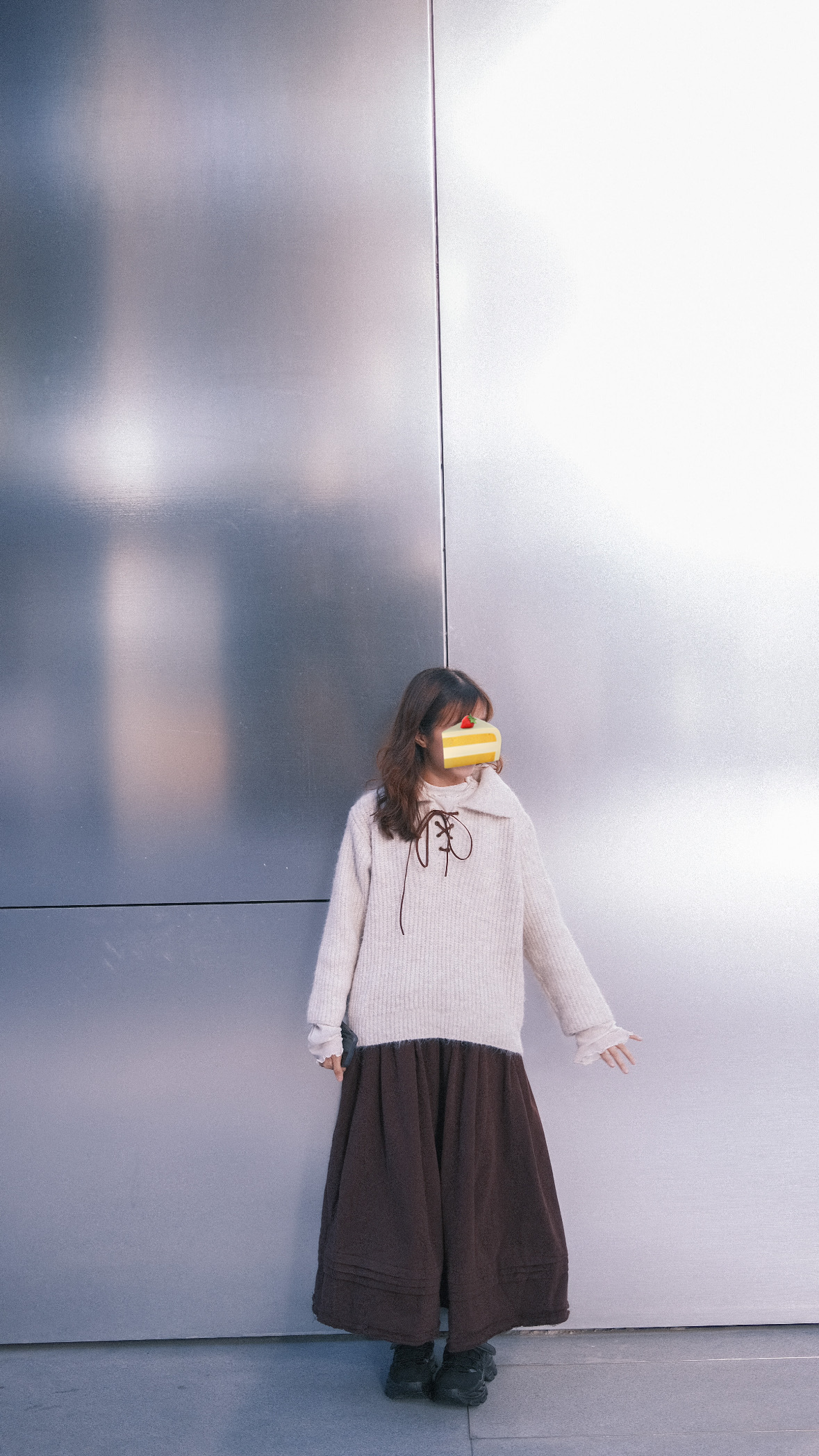 啡紅色壓摺半身裙