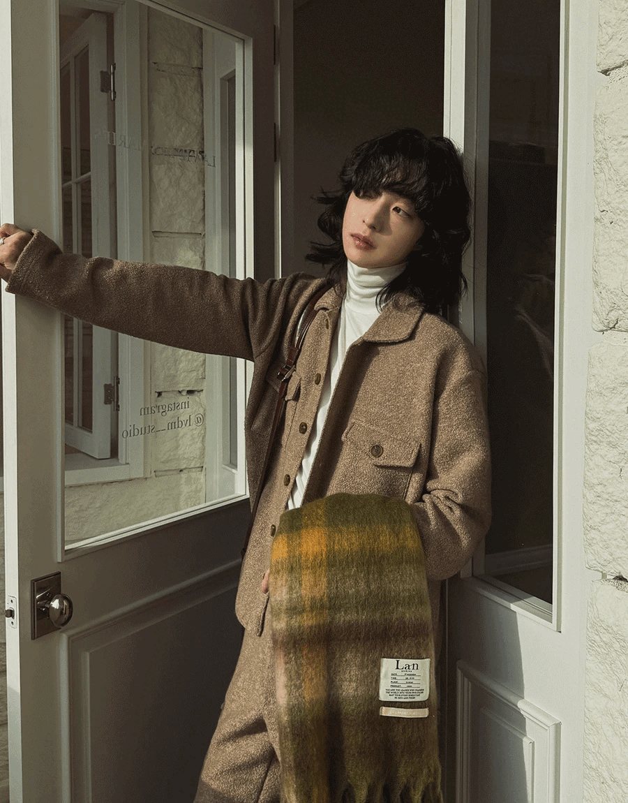 Boucle羊毛襯衫外套