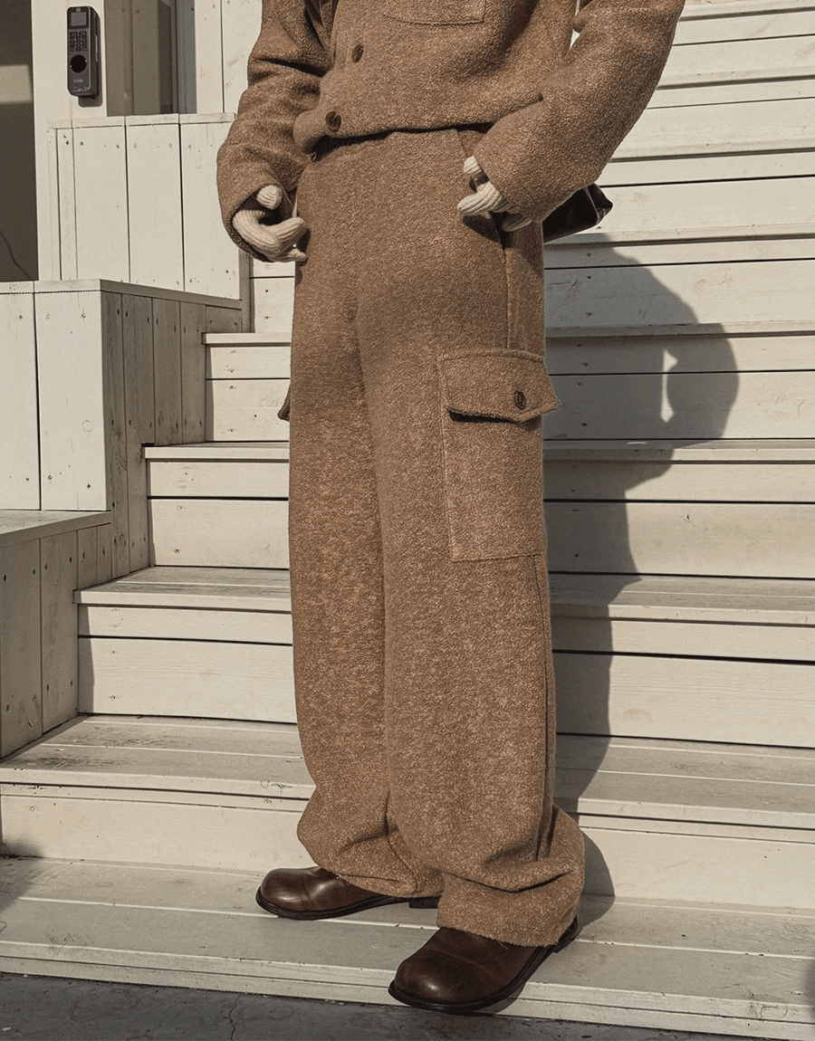 Boucle羊毛工裝褲