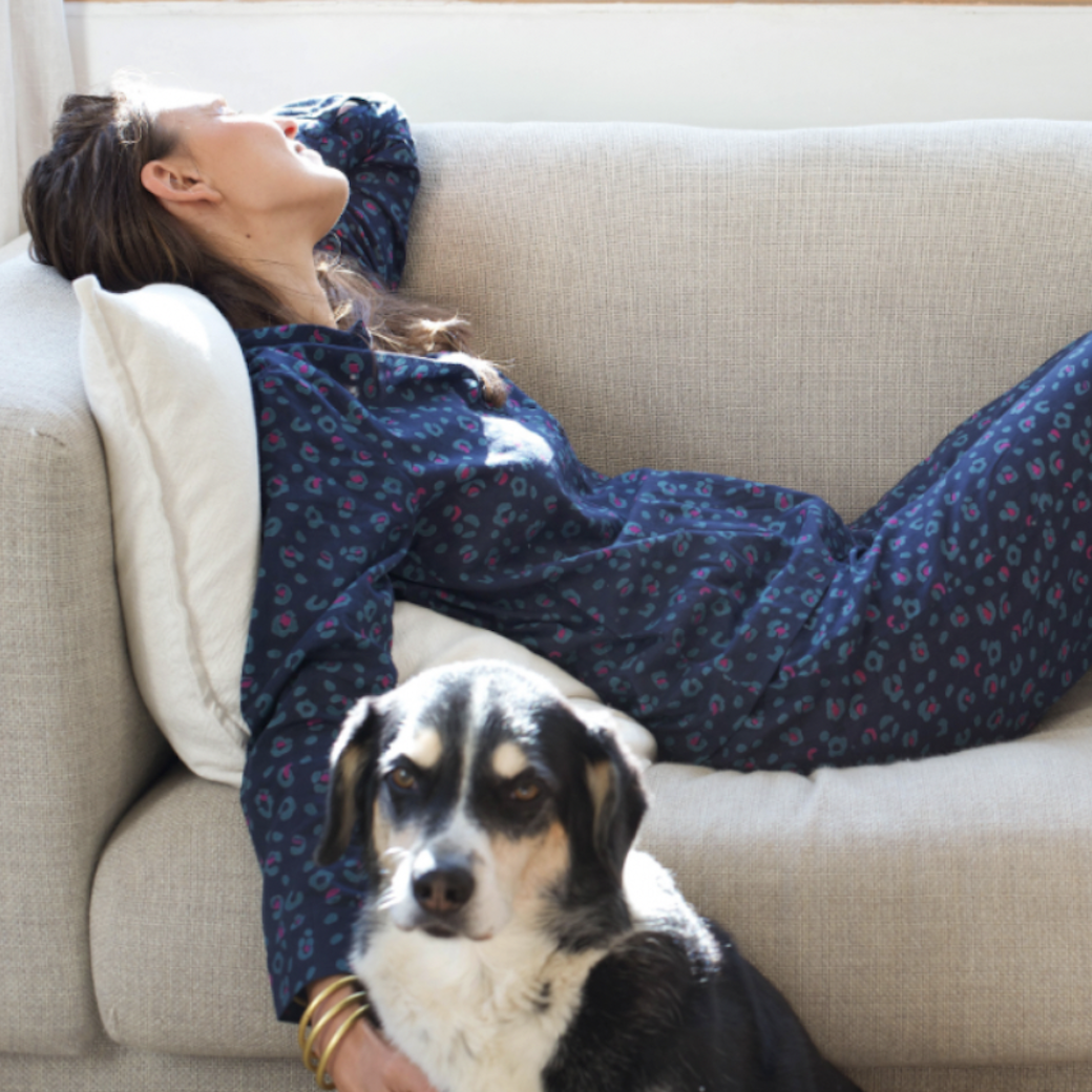 豹紋蝕光靛藍-長袖｜睡衣套裝