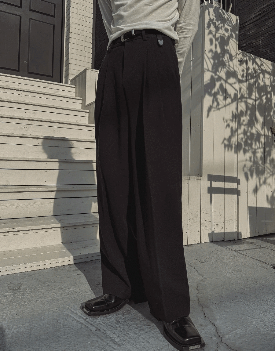 拉絨兩針褶邊休閒褲西裝褲