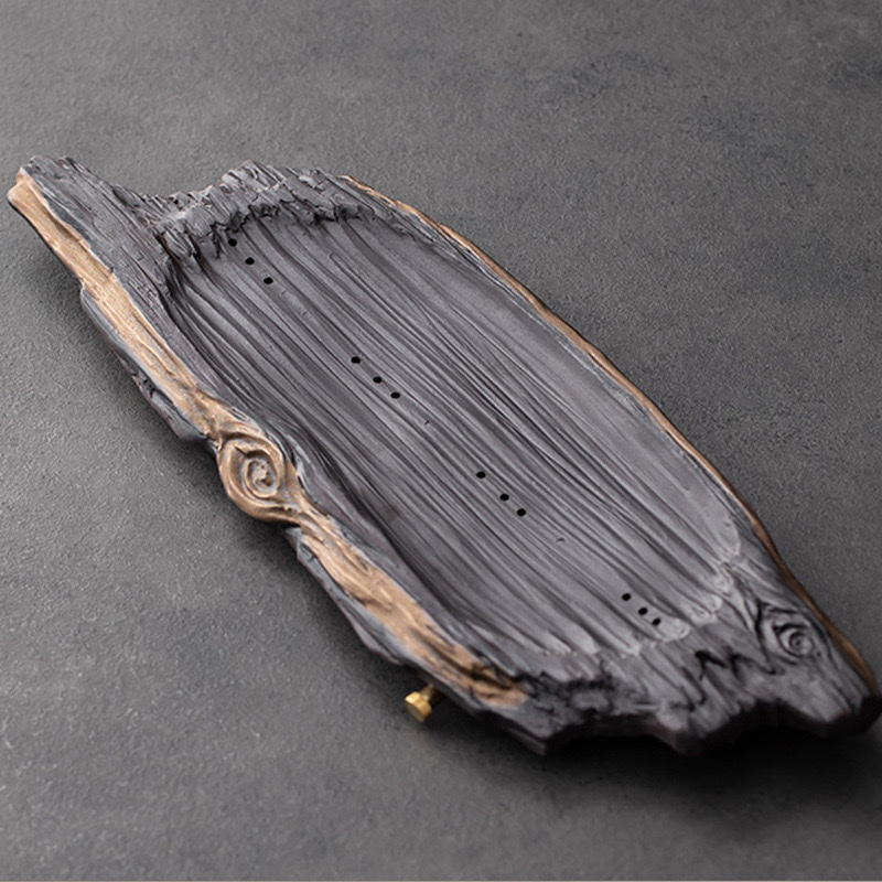 粗陶枯木儲水茶盤