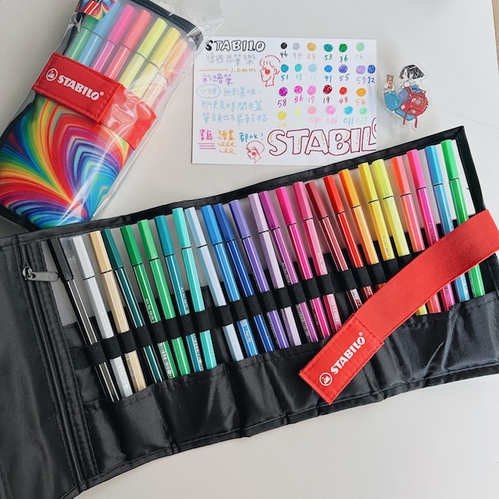 1.0mm彩繪筆 25色 附捲軸筆袋｜德國STABILO