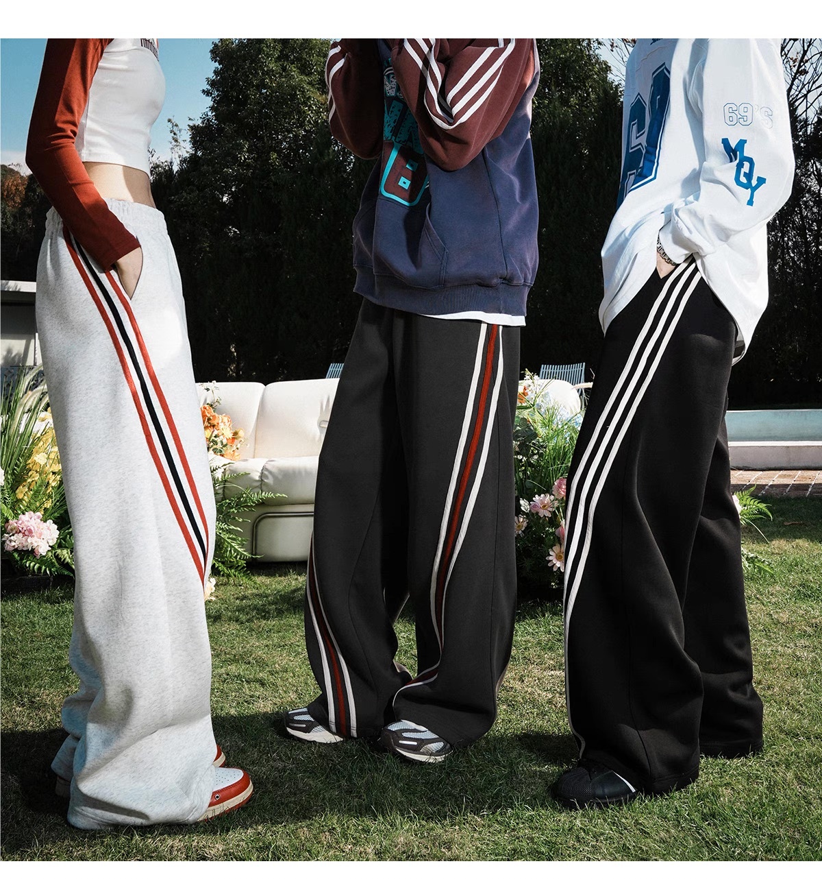 LEMANISM 撞色 三線 棉褲