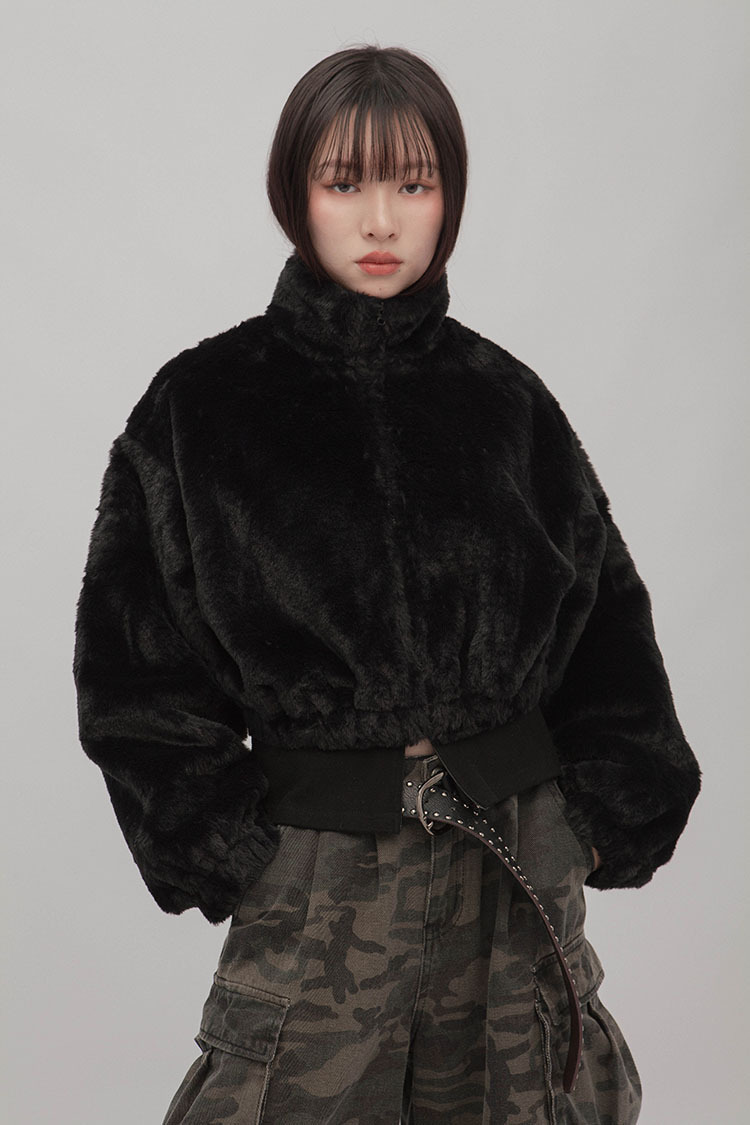 舒適毛毛短版外套