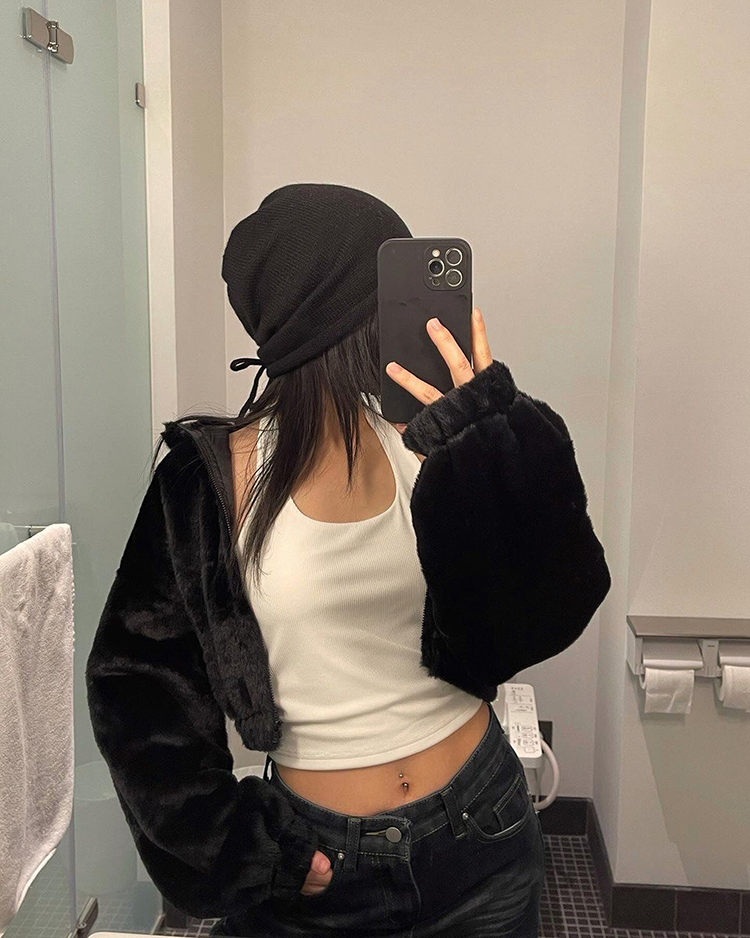 舒適毛毛短版外套