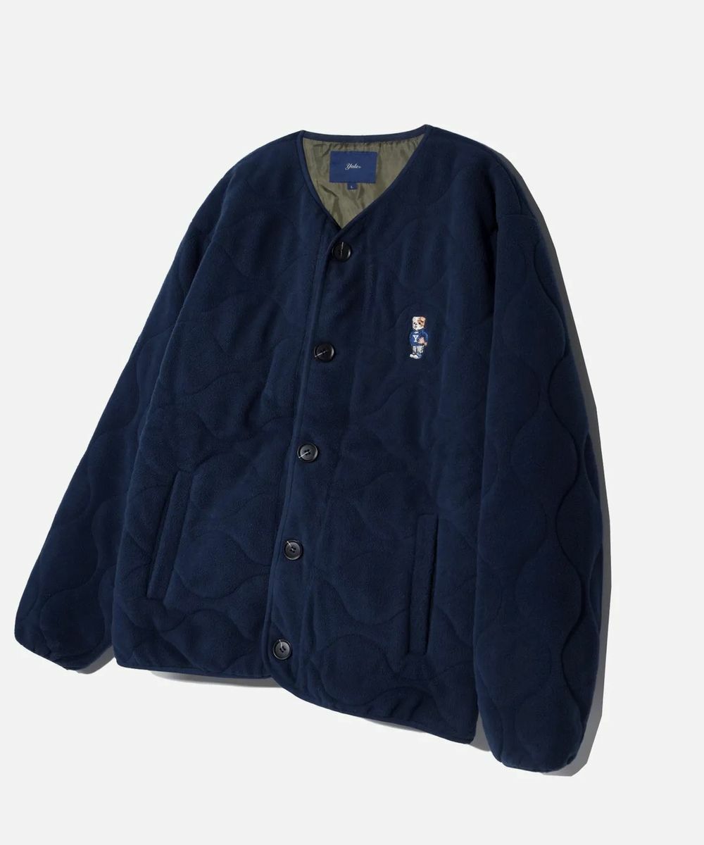 YALE EMBROIDERY DAN COLLARLESS QUILTING FLEECE JACKET