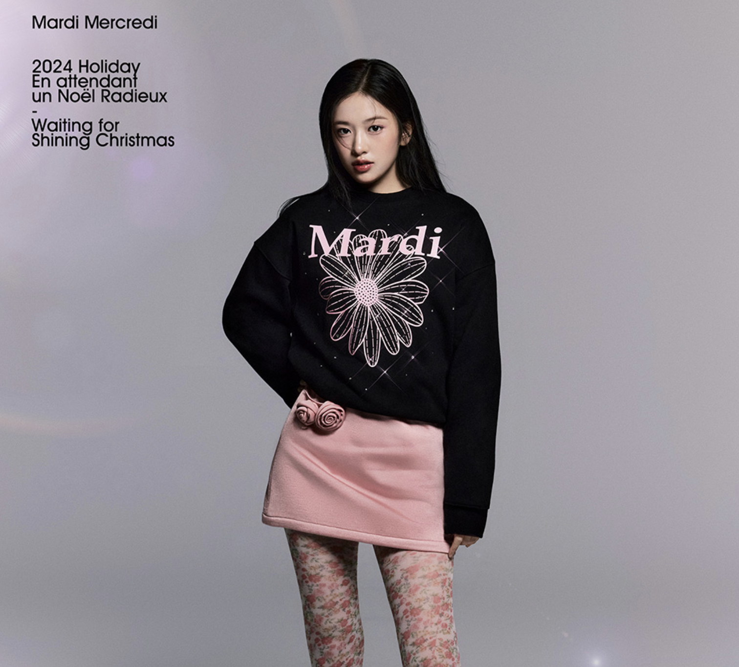Mardi SWEATSHIRT FLOWERMARDI STONE EMBELLISHED_BLACK PINK