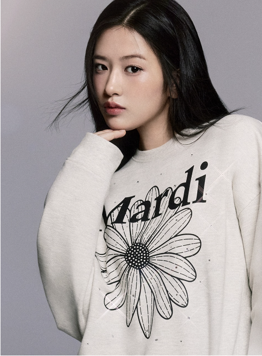 Mardi SWEATSHIRT FLOWERMARDI STONE EMBELLISHED_OATMEAL BLACK