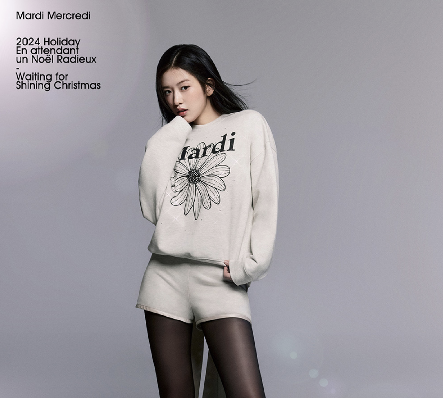 Mardi SWEATSHIRT FLOWERMARDI STONE EMBELLISHED_OATMEAL BLACK