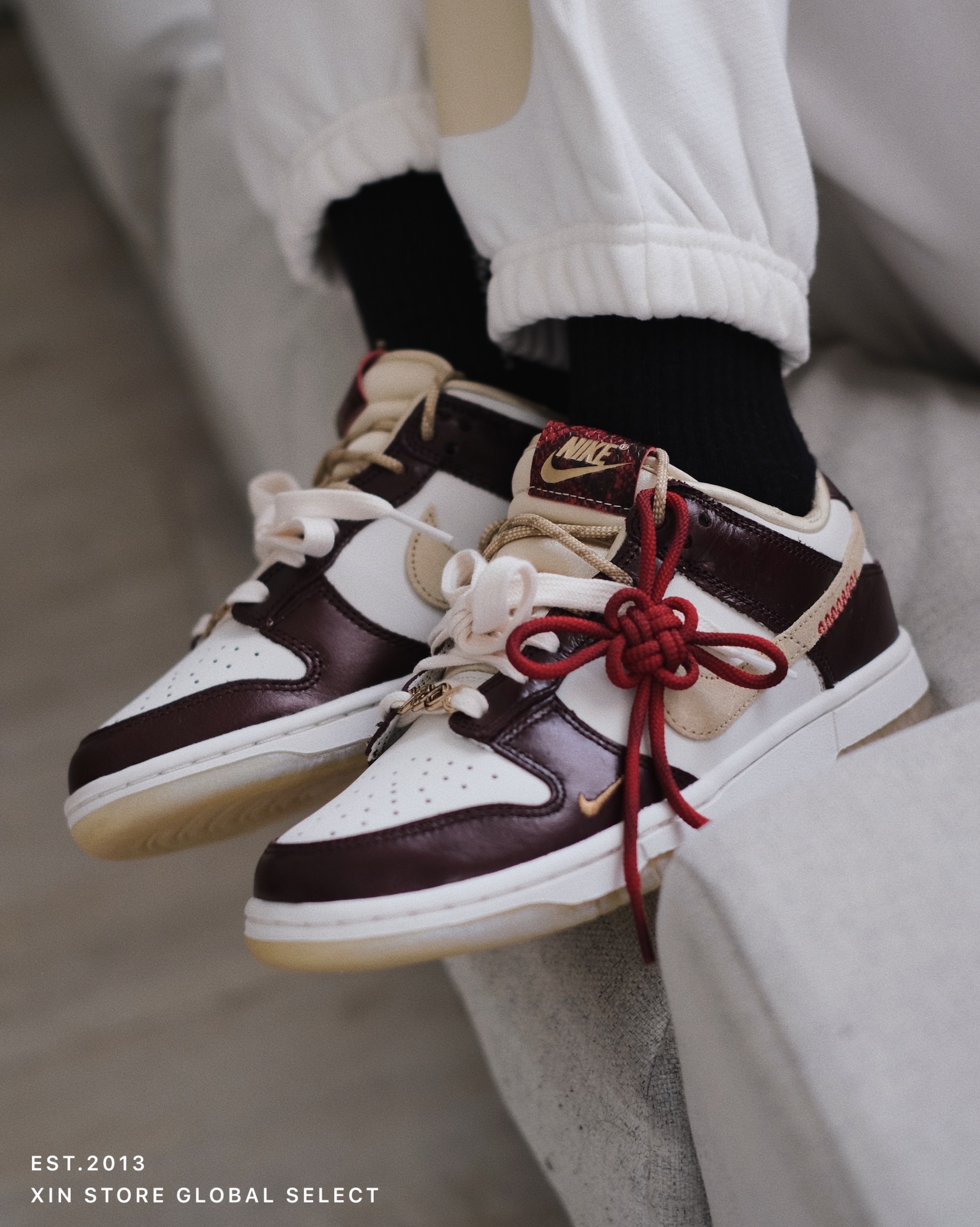 【現貨】Nike Dunk Low Lx Year Of The Snake 2025蛇年限定 中國結 酒紅白金