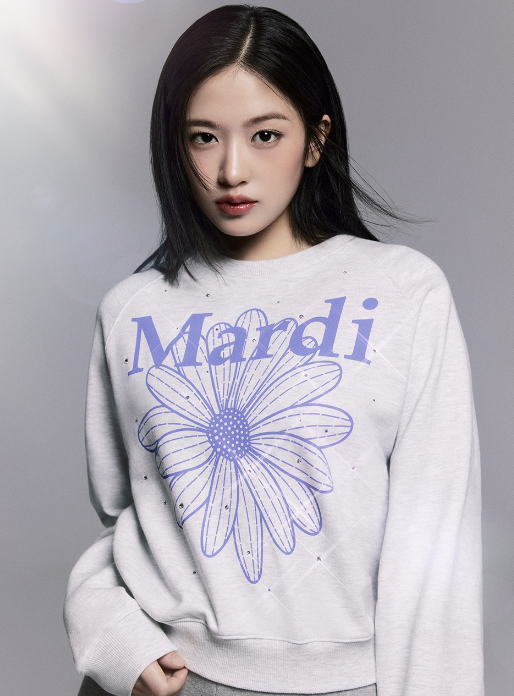 Mardi SWEATSHIRT RAGLAN FLOWERMARDI STONE EMBELLISHED_HEATHER PURPLE