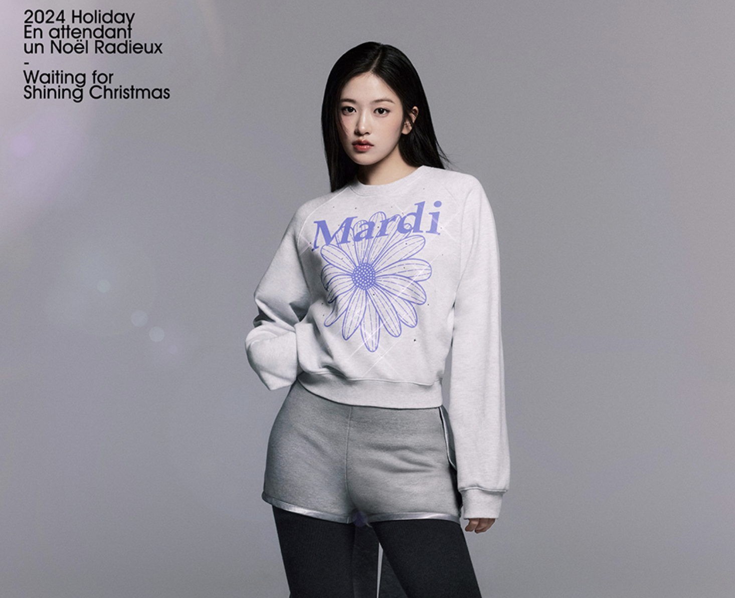 Mardi SWEATSHIRT RAGLAN FLOWERMARDI STONE EMBELLISHED_HEATHER PURPLE