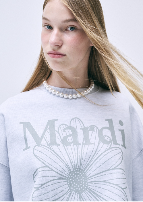 Mardi SWEATSHIRT FLOWERMARDI_HEATHER LIGHTGREY
