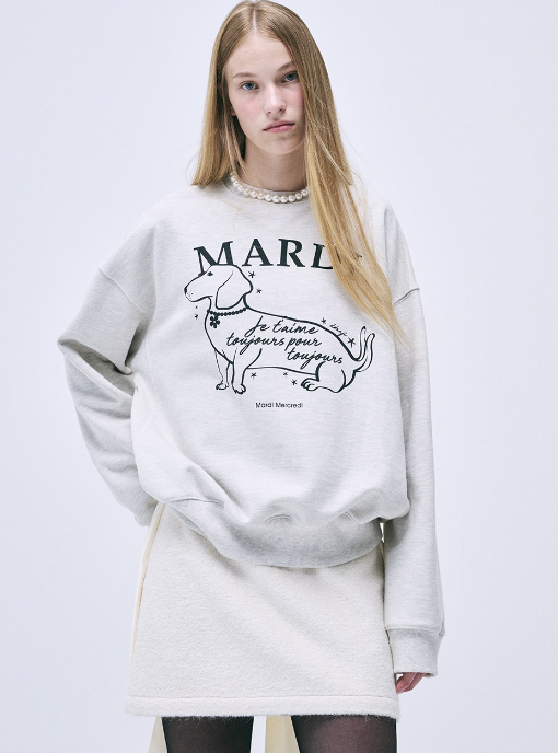 Mardi SWEATSHIRT SWING THE TAIL DDANJI FLOWER CHOKER_OATMEAL BLACK