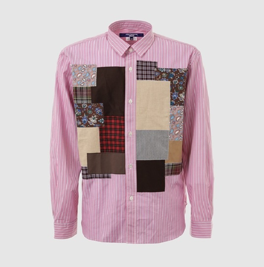 JUNYA WATANABE MAN STRIPE PATCH WORK SHIRT - PINK PRE ORDER ITEM (預訂中)