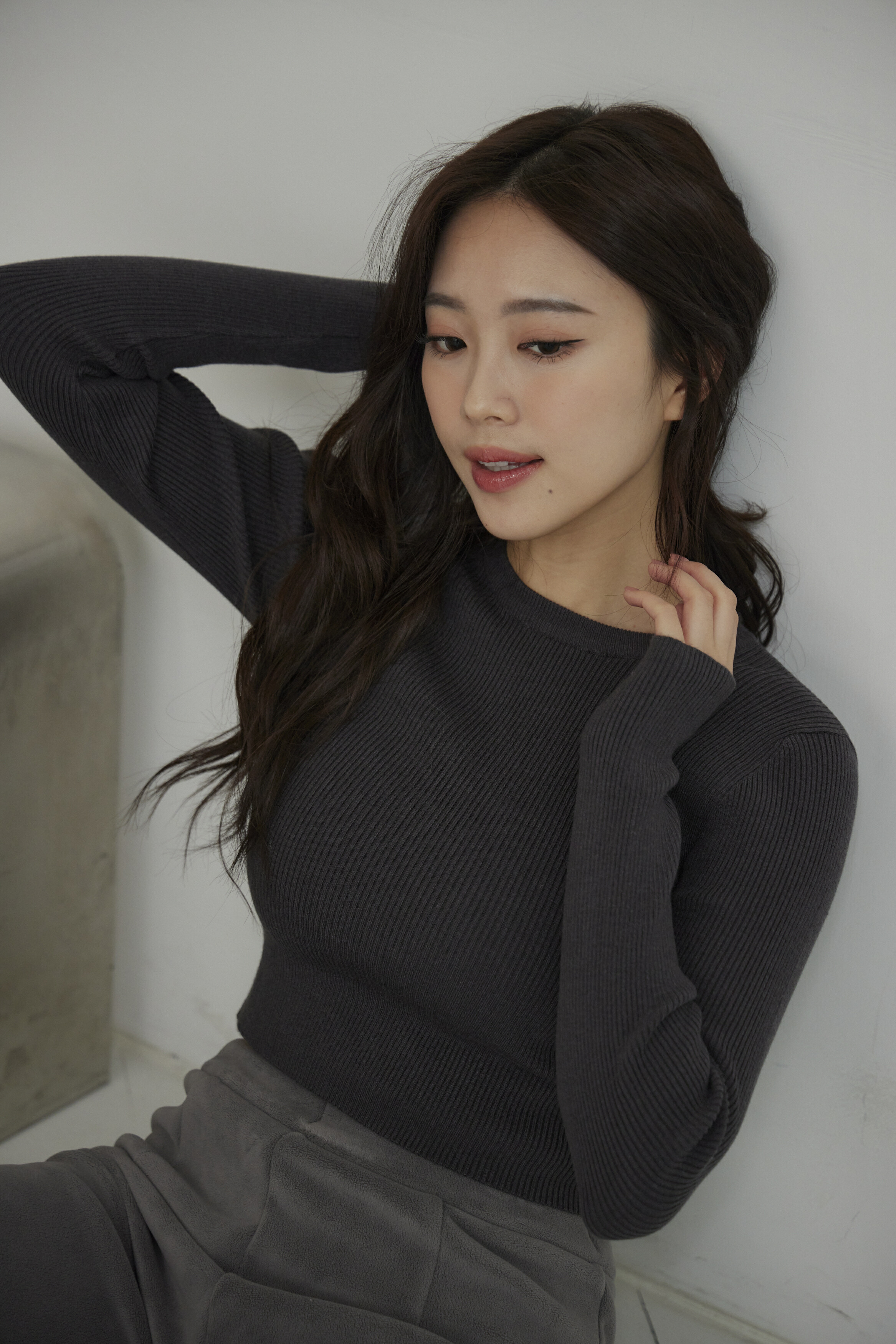 直羅紋針織內搭上衣(炭灰)