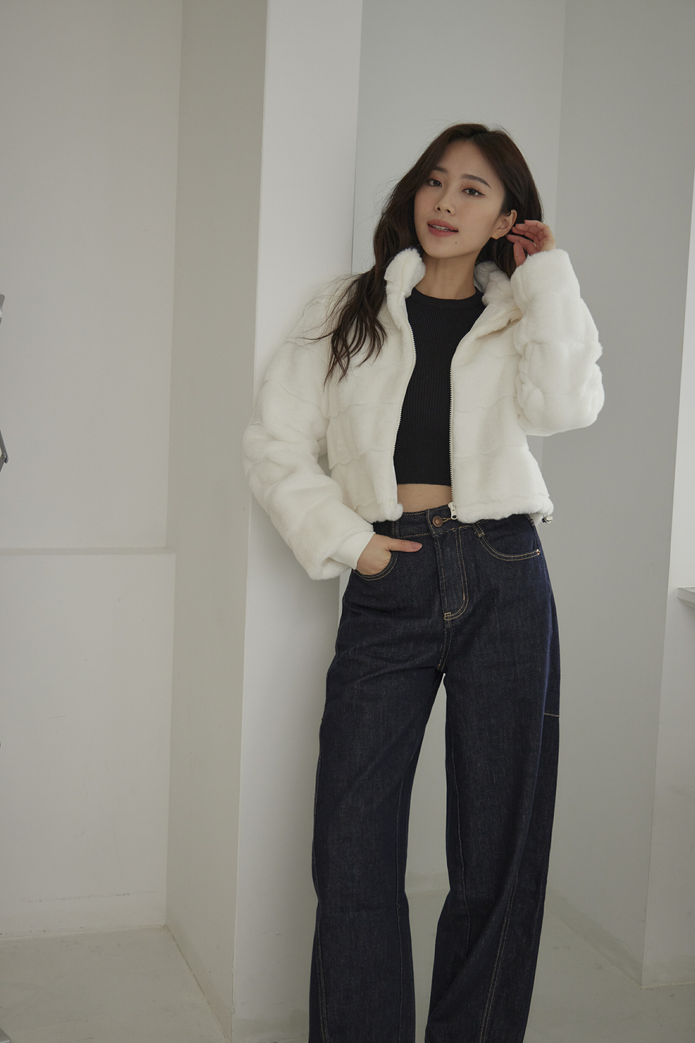 彎月錐形修飾牛仔褲