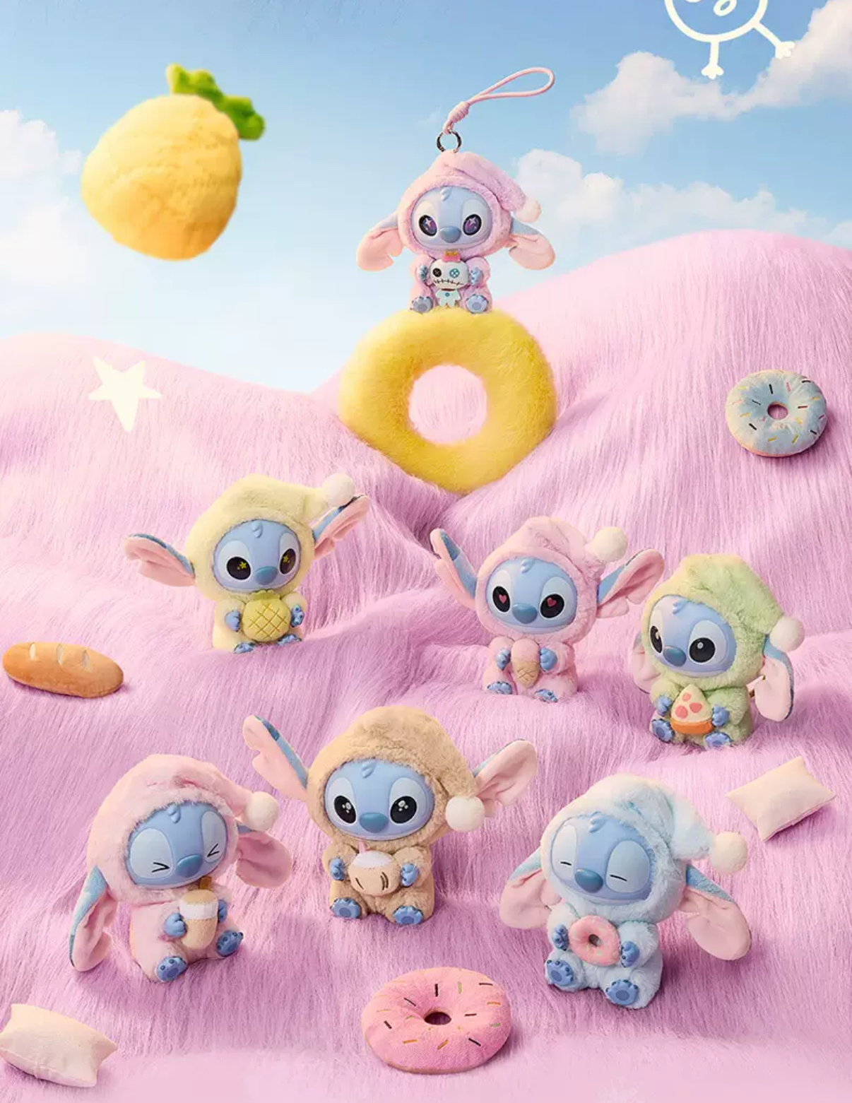 Disney 迪士尼 正版授權 史迪奇 再睏也要吃一口系列盲盒6+1款 吊飾 睡衣 盲盒/預購