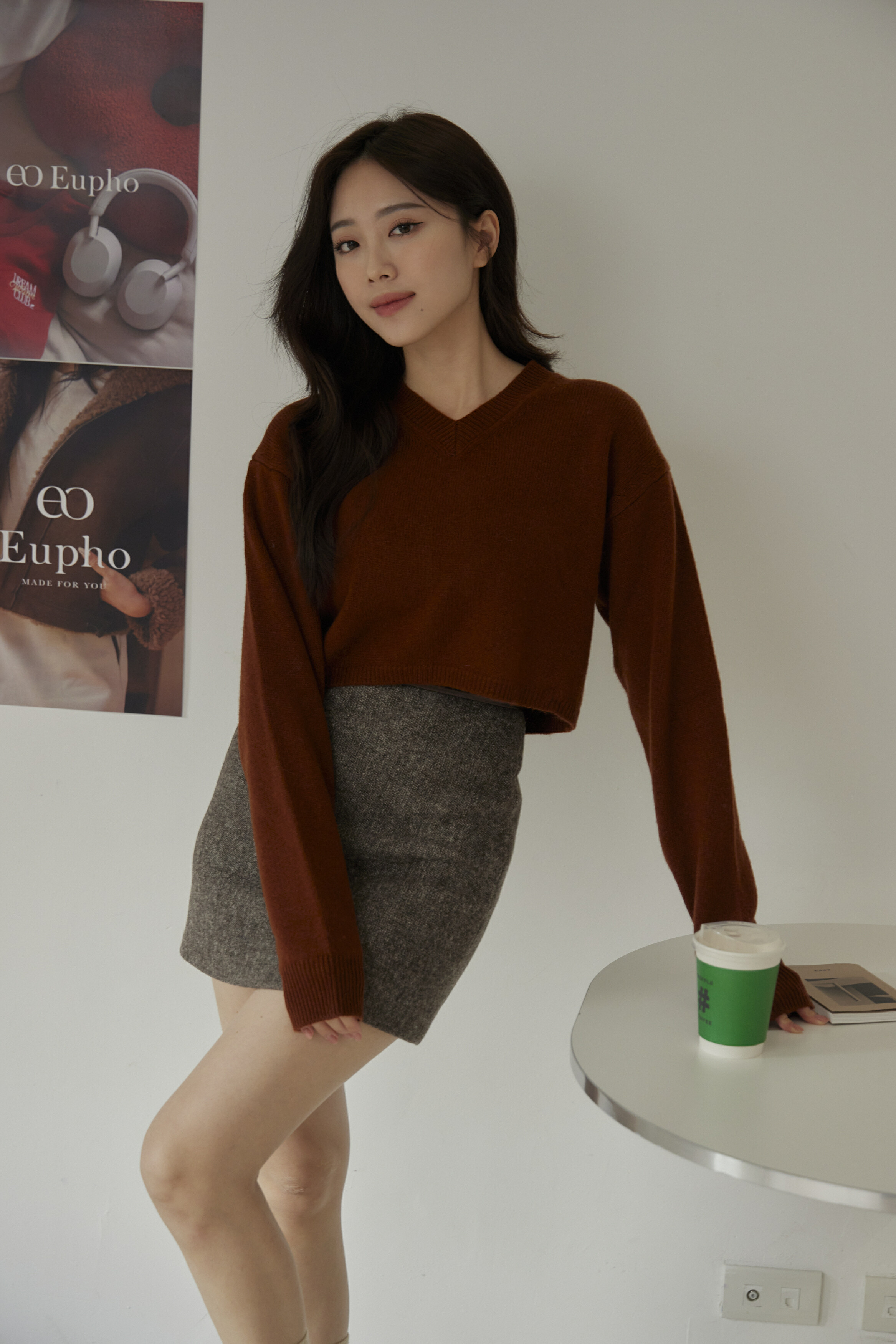 100%暖暖羊-質感焦糖棕短針織