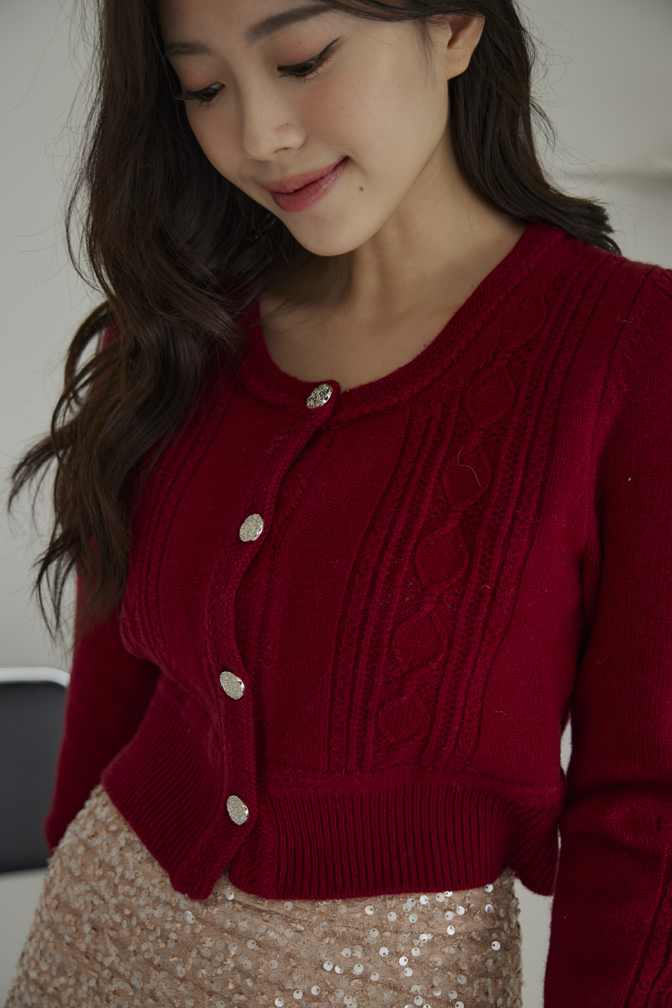 100%暖暖羊-深紅兩穿針織上衣