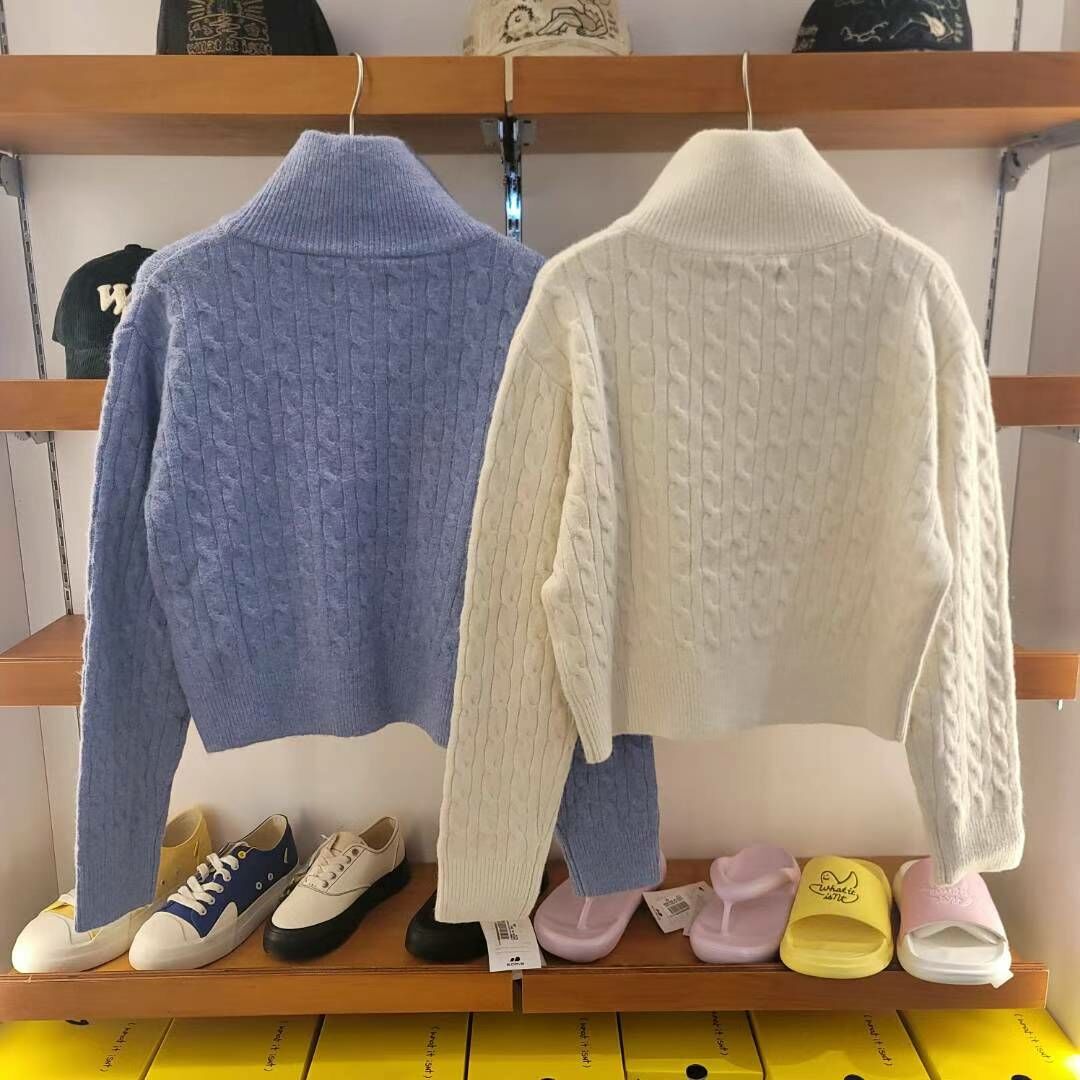 Wacky Willy Women's Cable Cuff Cardigan Blue