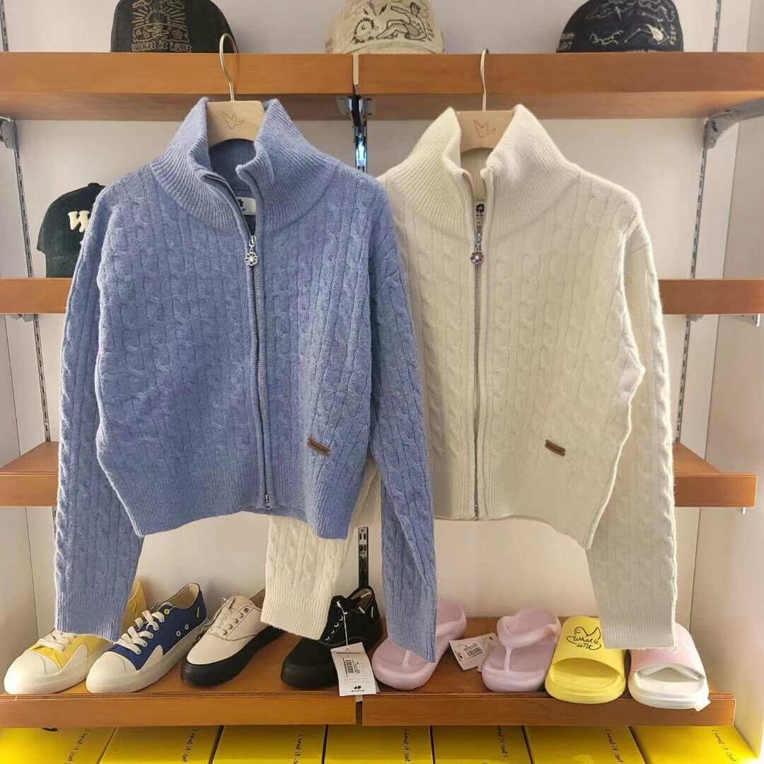 Wacky Willy Women's Cable Cuff Cardigan Blue