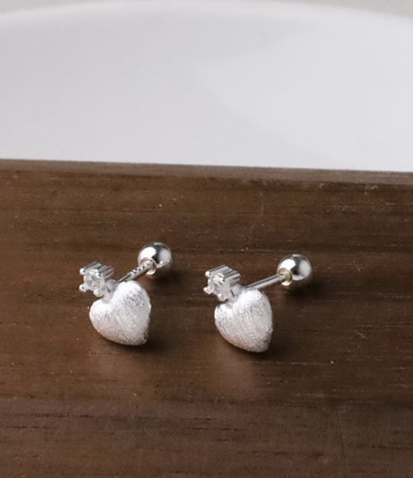 霧面拉絲愛心純銀鎖針