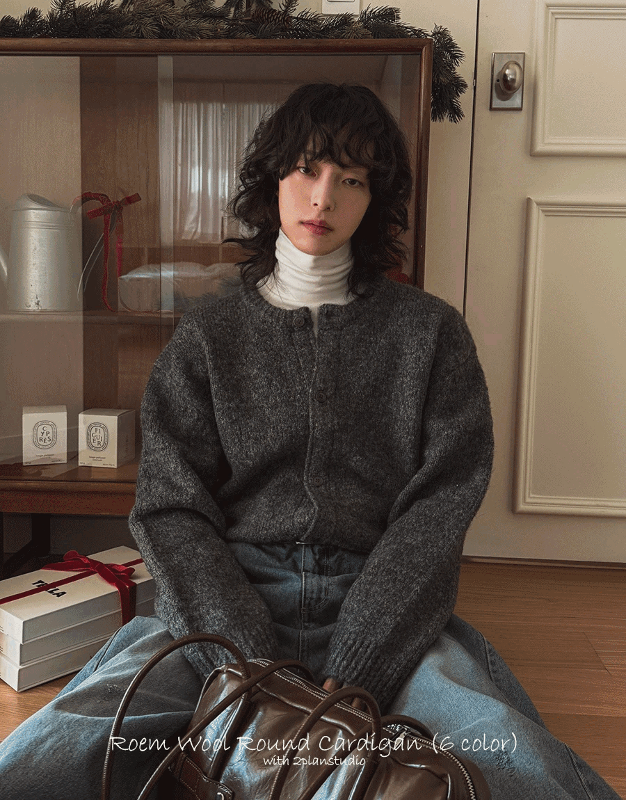 Roem 羊毛圓領針織開襟衫