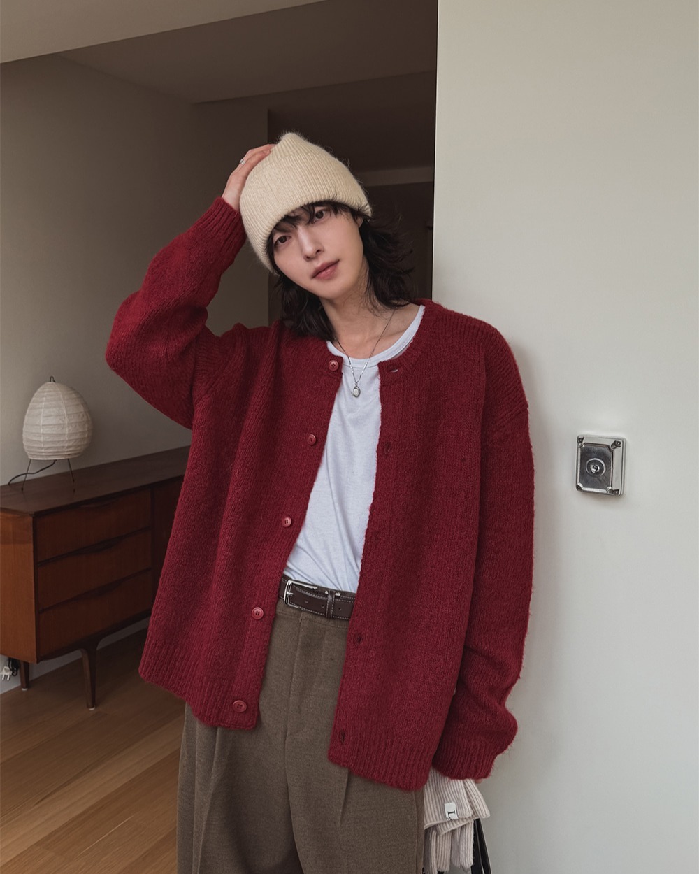 Roem 羊毛圓領針織開襟衫