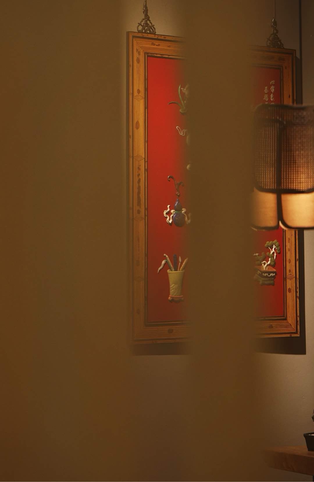 Xiangfei bamboo lacquer board x inlay "Harmony and Beauty Hanging Screen"