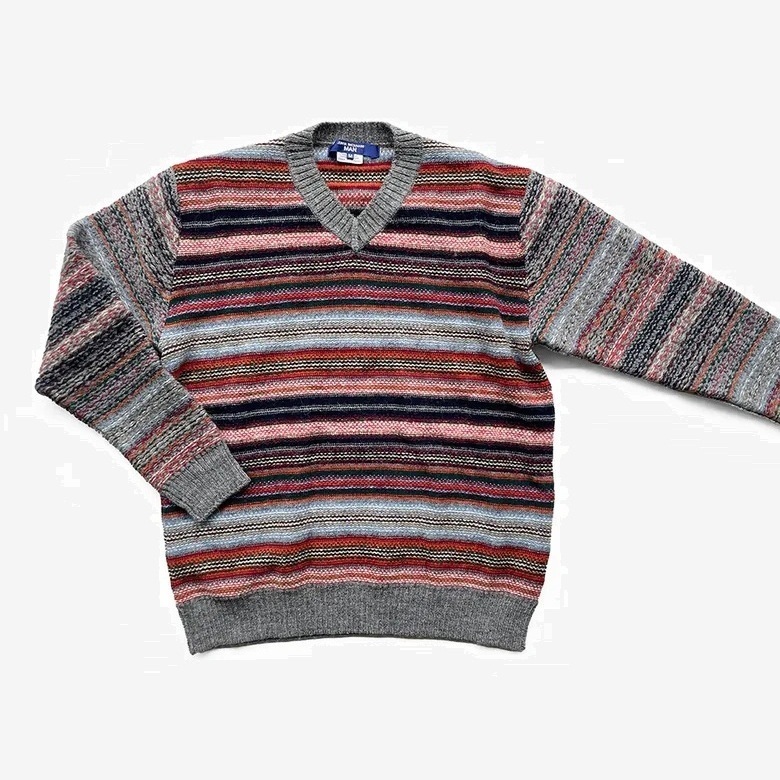 JUNYA WATANABE MAN SHETLAND WOOL JACQUARD KNIT - GREY/MULTI PRE ORDER ITEM (預訂中)