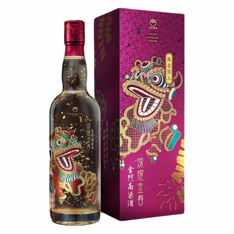 金門高粱58度 燦耀金春金箔酒：舞獅版