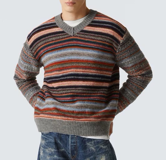 JUNYA WATANABE MAN SHETLAND WOOL JACQUARD KNIT - GREY/MULTI PRE ORDER ITEM (預訂中)