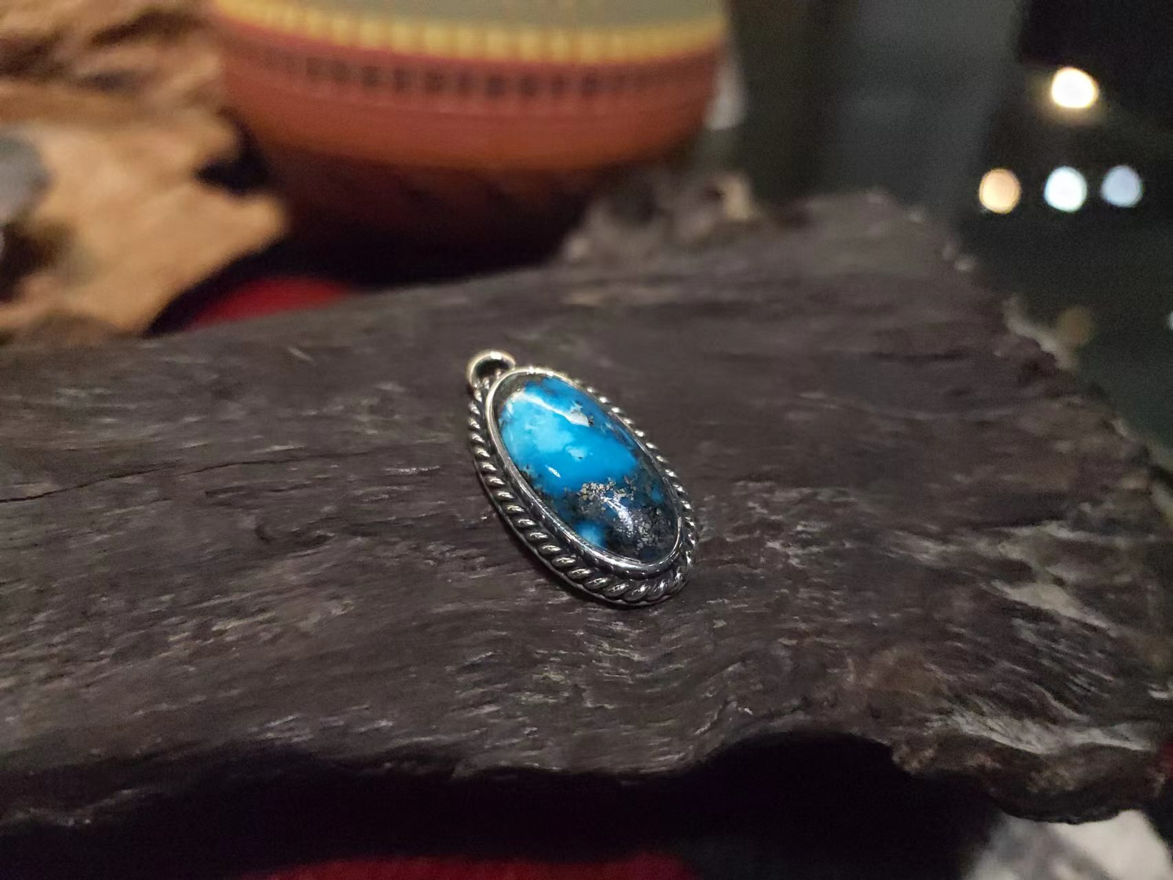 *Black Venom Jewelry- Freedom & Prayer  Ithaca Peak 銀繩松石吊墜