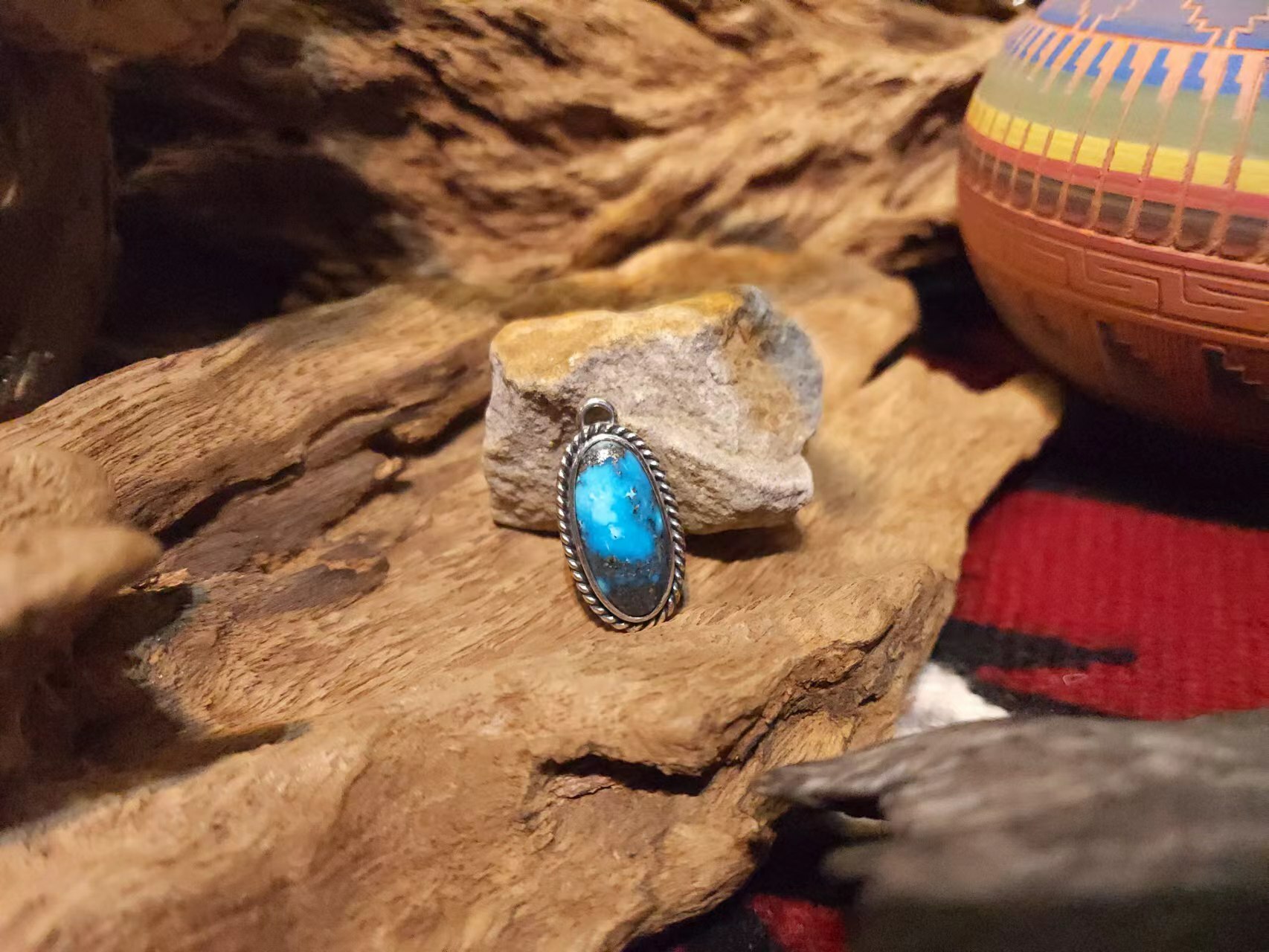 *Black Venom Jewelry- Freedom & Prayer  Ithaca Peak 銀繩松石吊墜