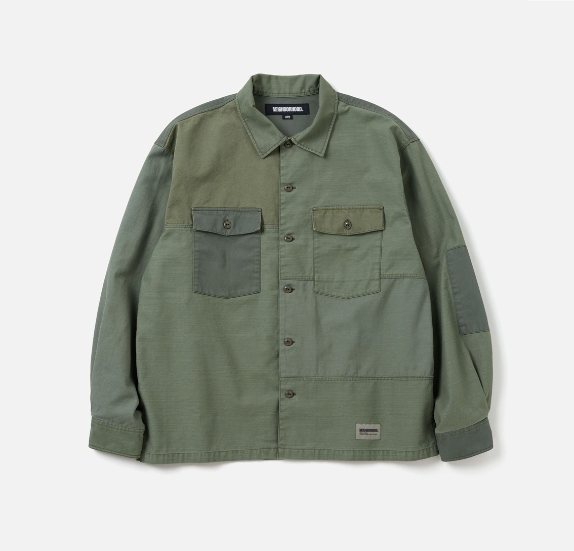9/5 RE-STOCK: NEIGHBORHOOD RM UTILITY SHIRT LS - OLIVE SIZE M PRE ORDER ITEM (預訂中)