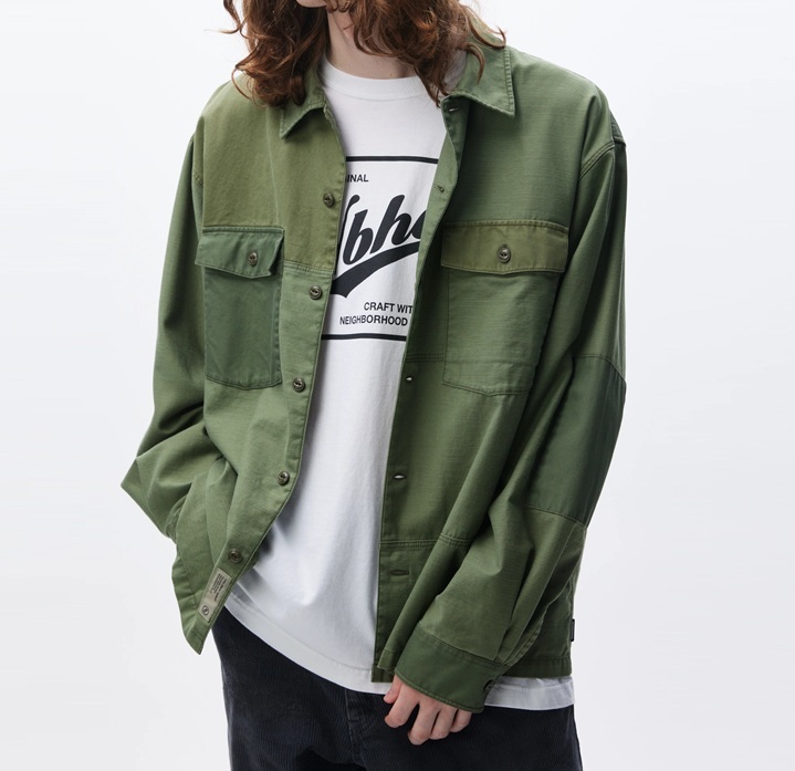 9/5 RE-STOCK: NEIGHBORHOOD RM UTILITY SHIRT LS - OLIVE SIZE M PRE ORDER ITEM (預訂中)