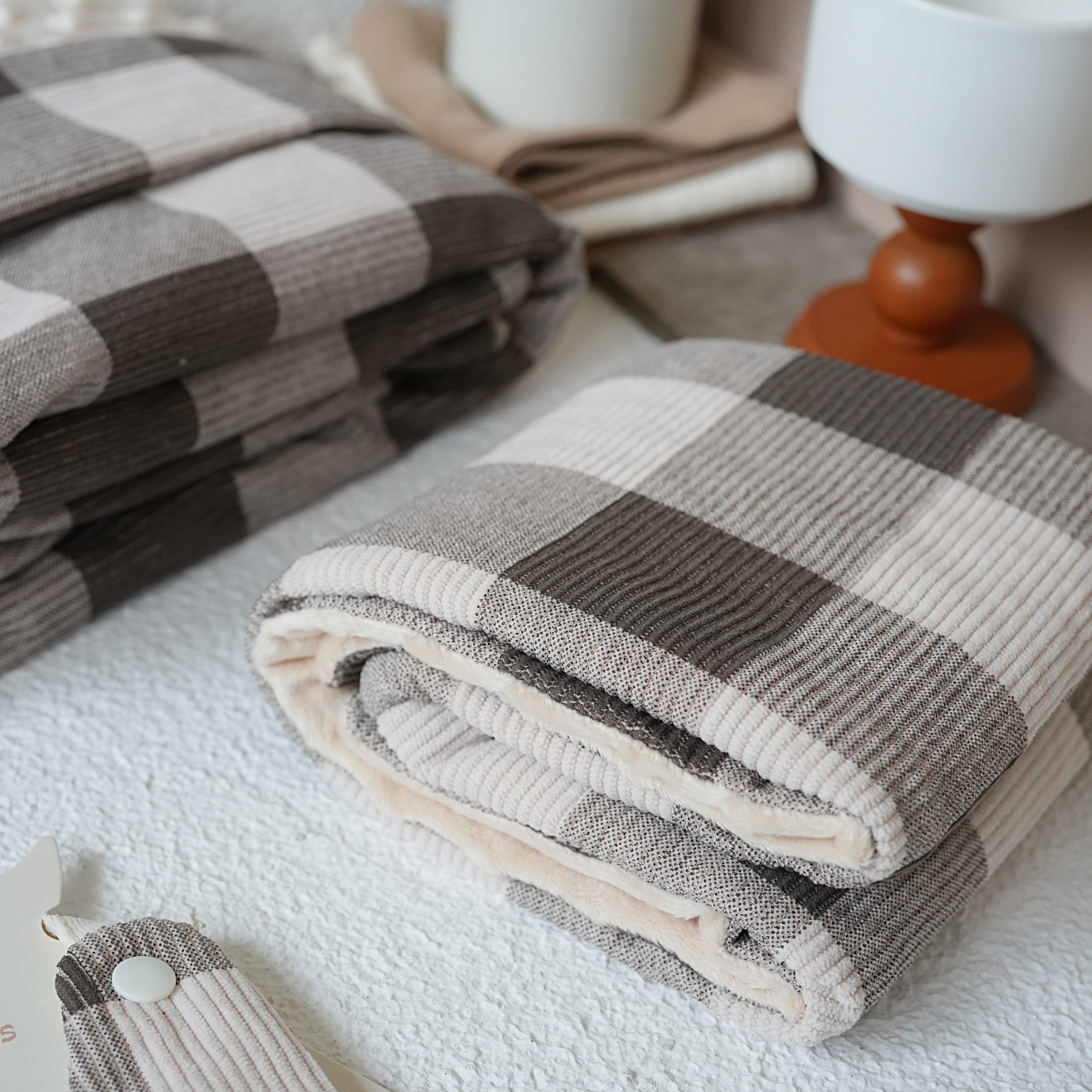 Hi Y.P store-嬰兒車蓋毯-燈芯絨格紋