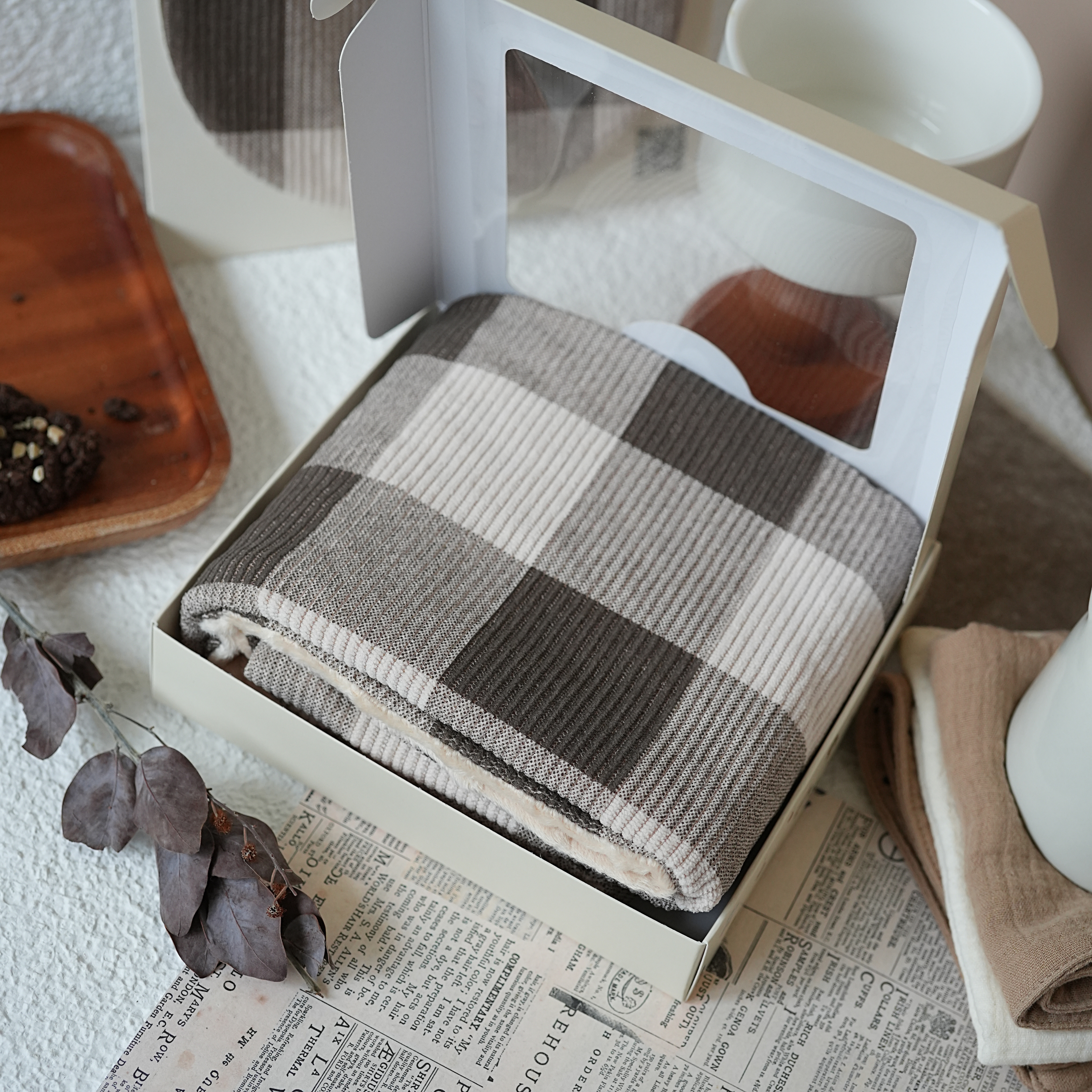 Hi Y.P store-嬰兒車蓋毯-燈芯絨格紋