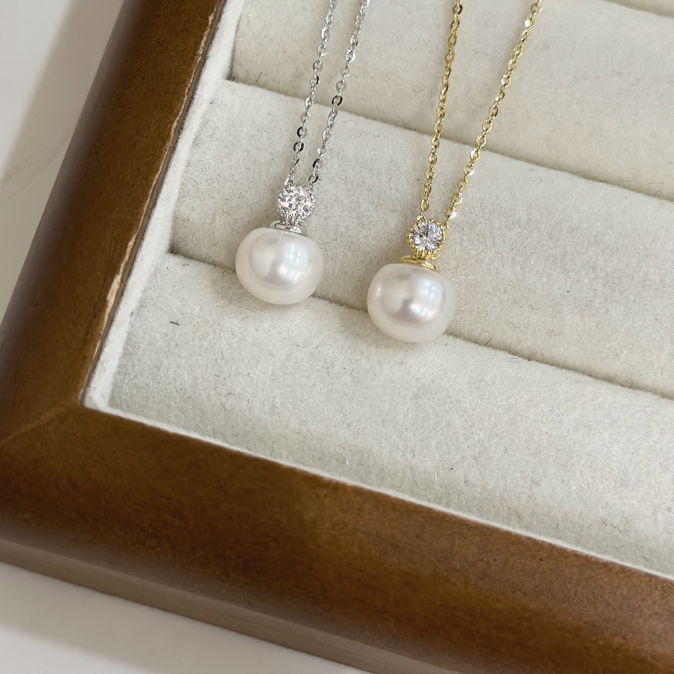 Q05【輕奢】單鑽淡水珍珠純銀鎖骨鏈