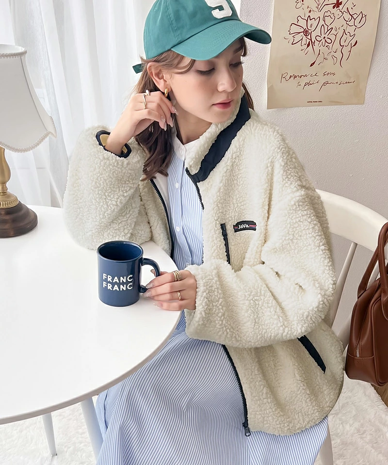 日本選物 | JAVA 復古拼色毛毛外套 男女可穿