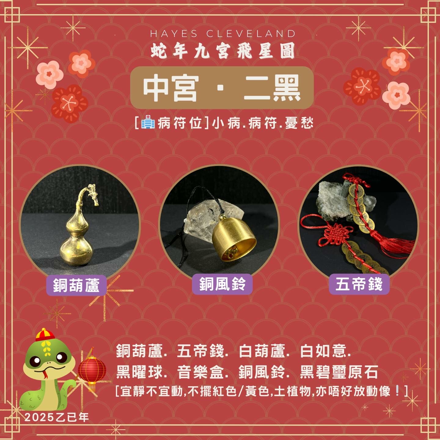 2025,九宮飛星,風水,二黑位,乙巳年,病符位,擺件,趨吉避凶