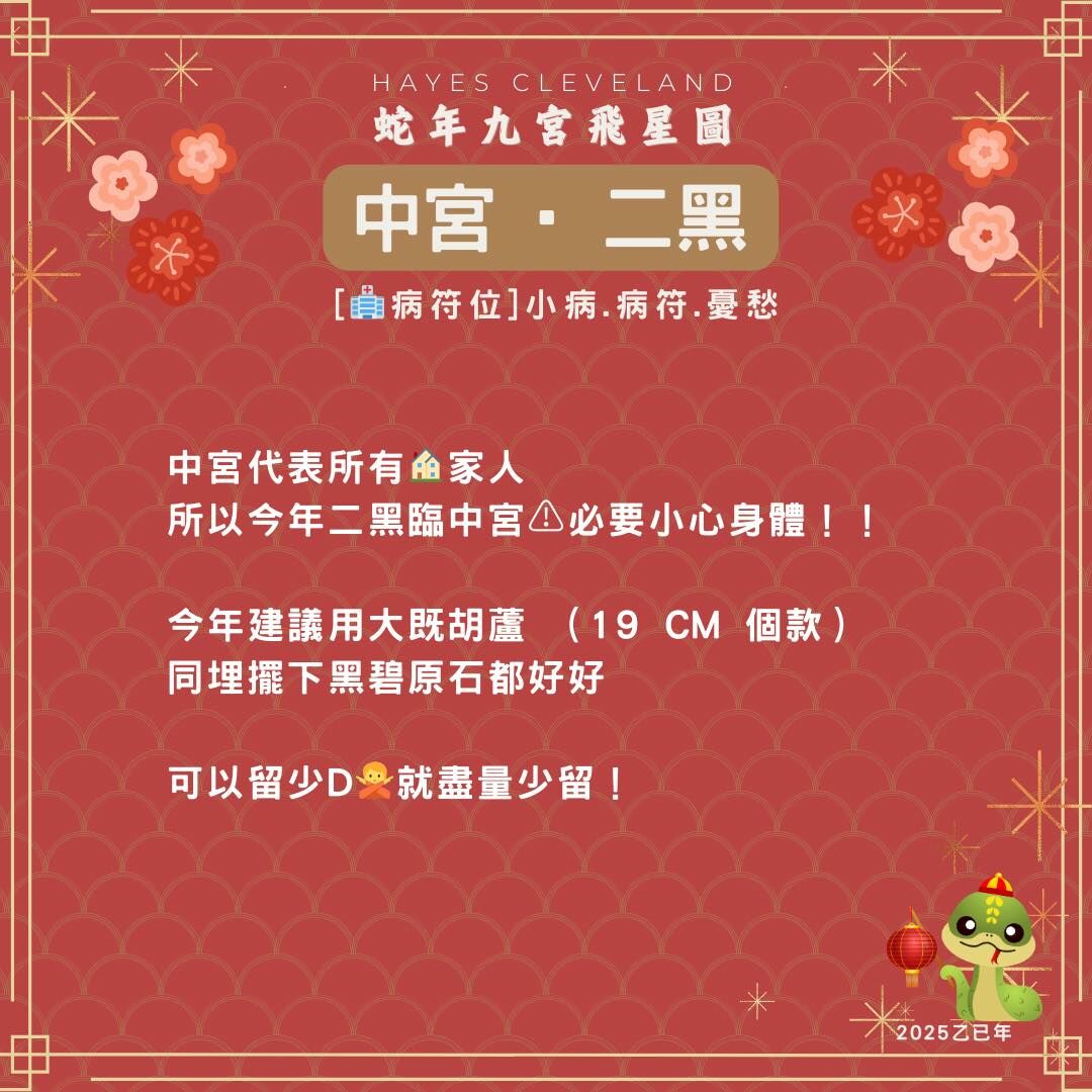 2025,九宮飛星,風水,二黑位,乙巳年,病符位,擺件,趨吉避凶