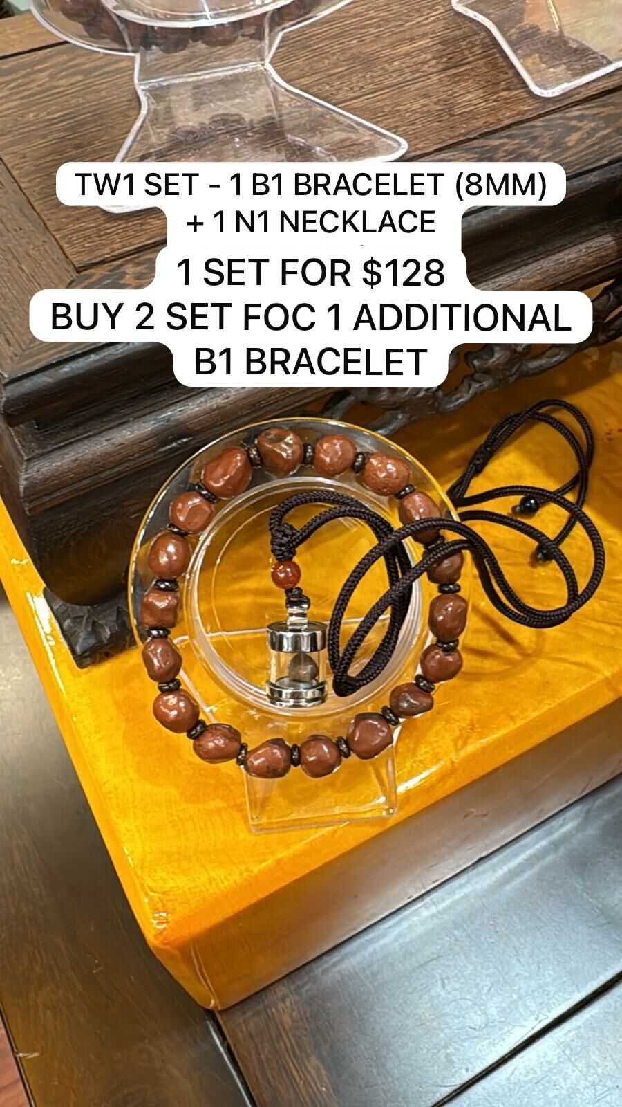 (TW1)  3 B1 BRACELET (8MM) + 2 N1 NECKLACE $256