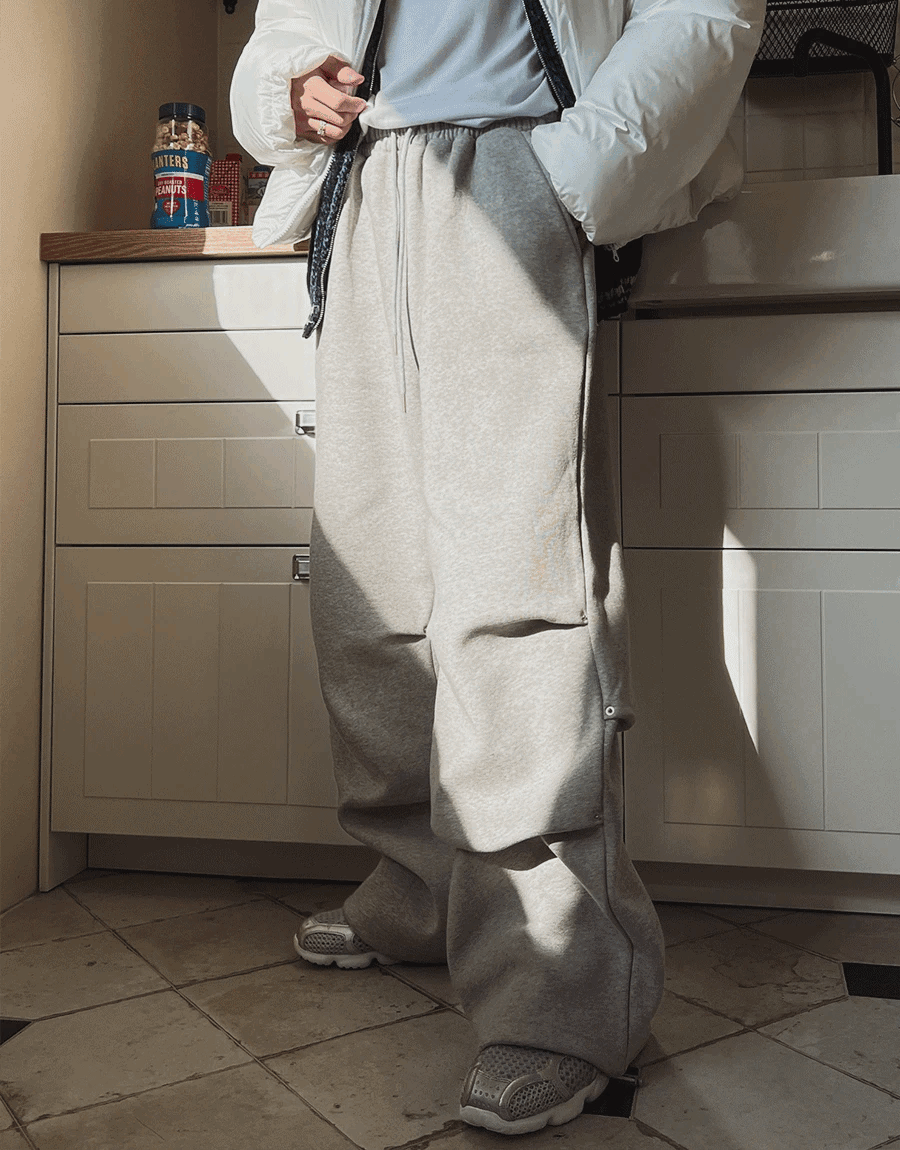 Menlo鉚釘拉絨寬褲棉褲