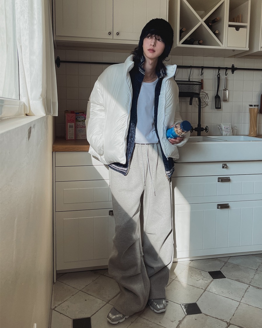 Menlo鉚釘拉絨寬褲棉褲