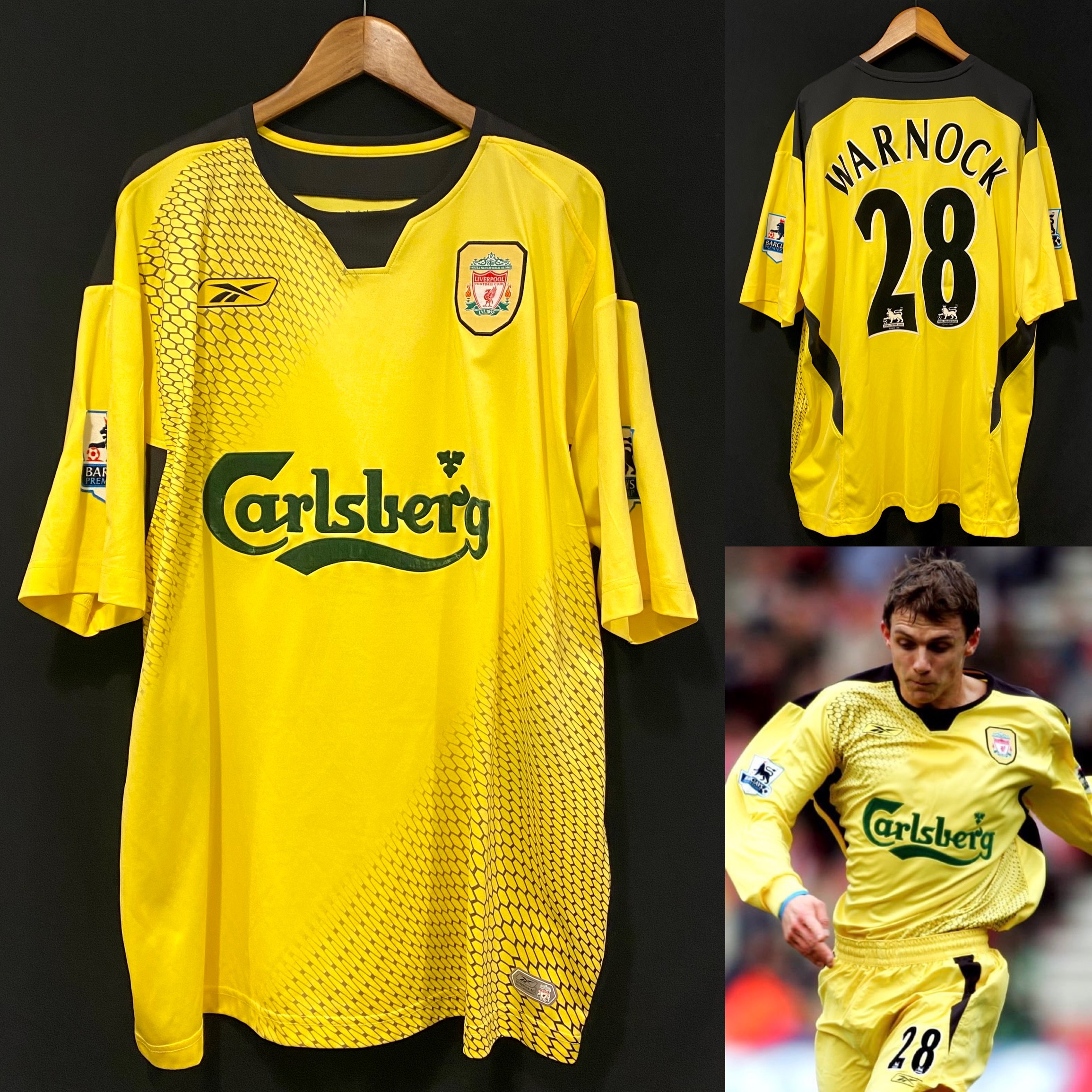 (Match Issue) Liverpool 2004-2005 Reebok Away Match Worn Issue Shirt #28 WARNOCK