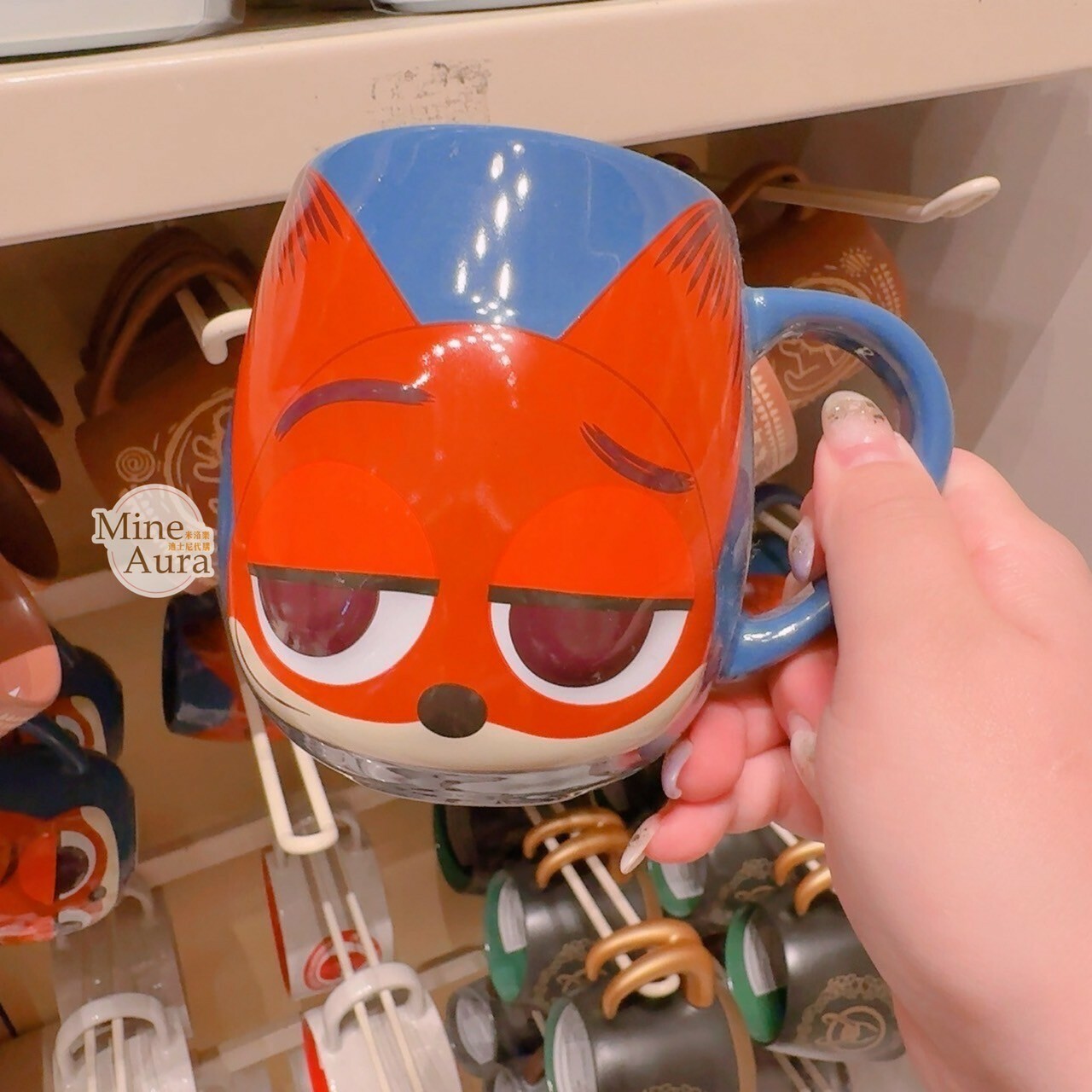 胡尼克 Nick 大頭圖案 藍色底 陶瓷馬克杯 水杯 動物方城市 Zootopia -香港迪士尼樂園