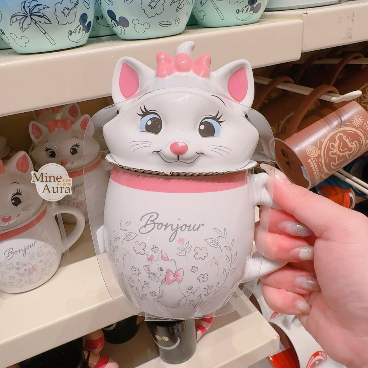 瑪莉貓 Marie 大頭 造型 附蓋 馬克杯 水杯 貓兒歷險記 The Aristocats -香港迪士尼樂園